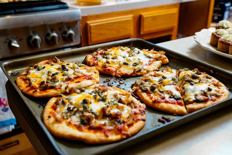 Dions green chile pizza New Mexico style